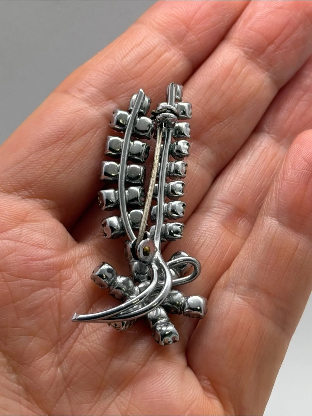 Vintage Clear Crystal Floral Spray Brooch - Women Jewelry